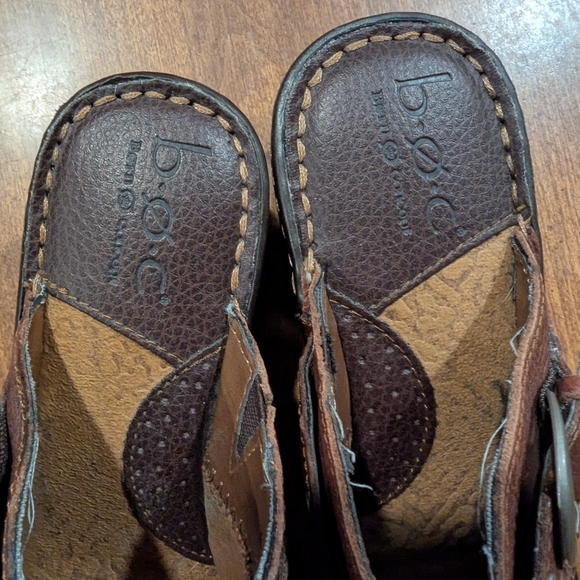 Brown and Black Leather Mules with Decorative Strap - Picture 5 of 12